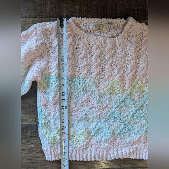 Forindi Women's 100% Acrylic Soft Pastel Rainbow Thick Striped Sweater Sz Small - Picture 9 of 14